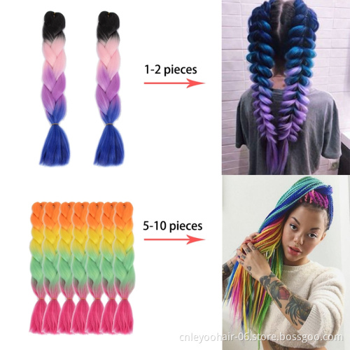 Factory Wholesale 4 Tone Jumbo Braids 24 inch x pression High Temperature Fiber Box Jumbo Braiding Hair Extension For Women
